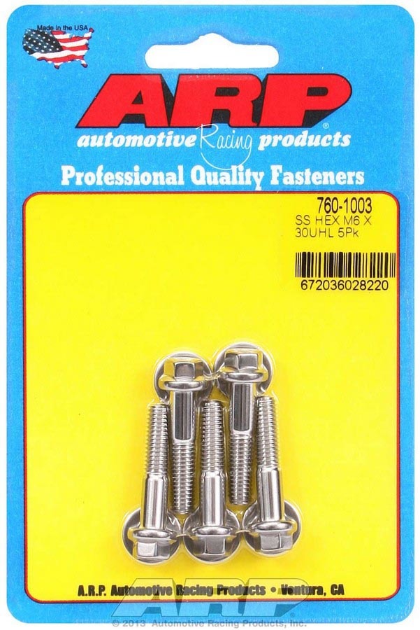 ARP S/S Bolt Kit - 6pt (5) 6mm x 1.00 x 30mm 760-1003