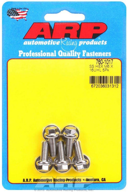 ARP S/S Bolt Kit - 6pt (5) 6mm x 1.00 x 16mm 760-1017