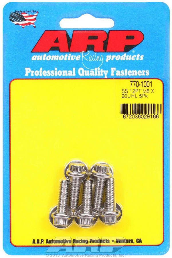 ARP S/S Bolt Kit - 12pt (5) 6mm x 1.00 x 20 770-1001