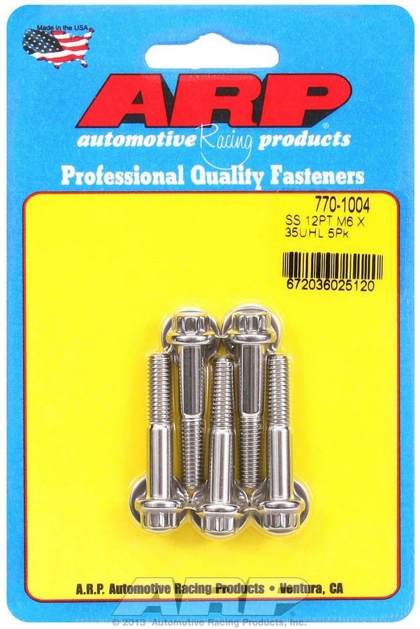 ARP S/S Bolt Kit - 12pt (5) 6mm x 1.00 x 35 770-1004