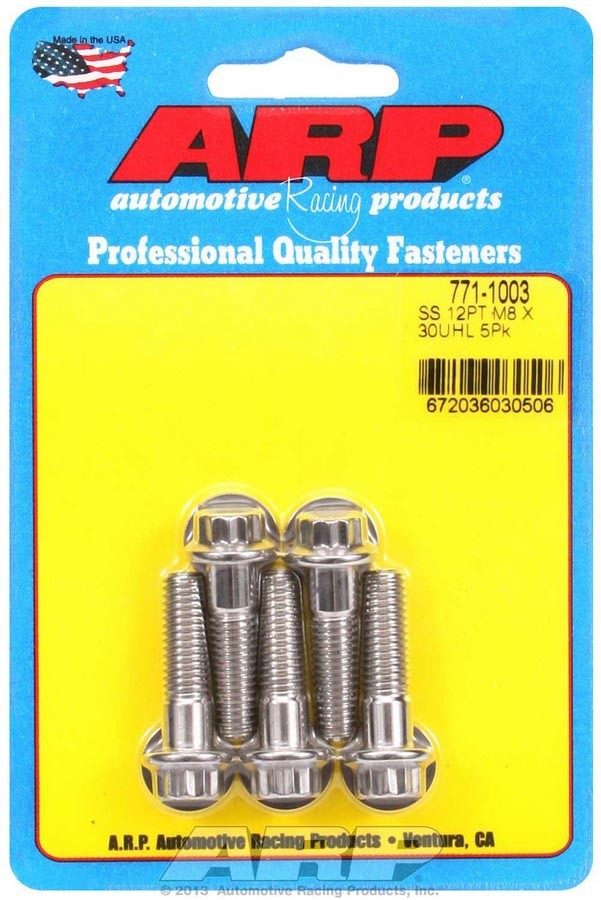 ARP S/S Bolt Kit - 12pt (5) 8mm x 1.25 x 30 771-1003
