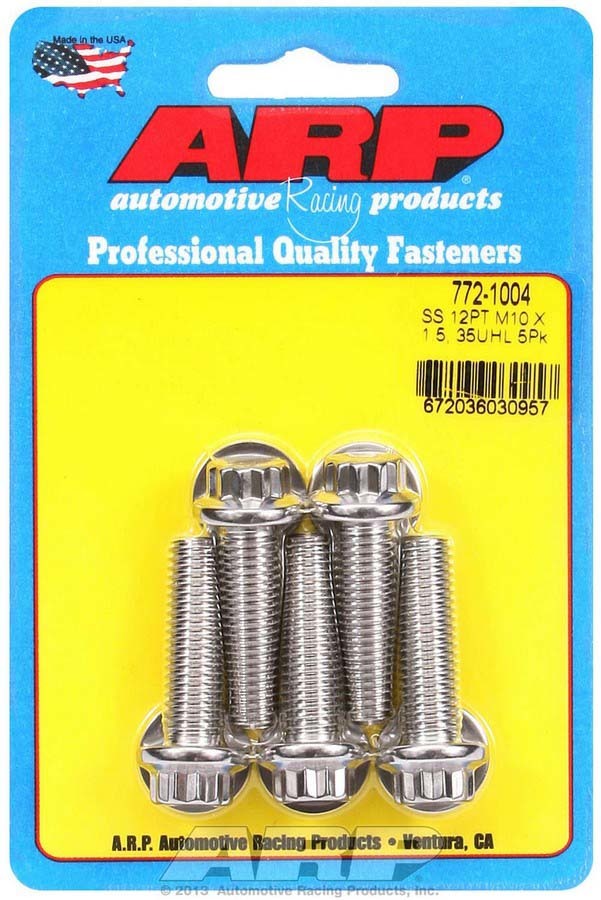ARP S/S Bolt Kit - 12pt (5) 10mm x 1.5 x 35mm 772-1004