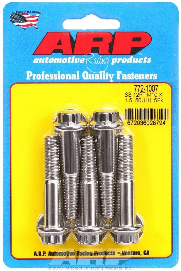 ARP S/S Bolt Kit - 12pt (5) 10mm x 1.5 x 50mm 772-1007