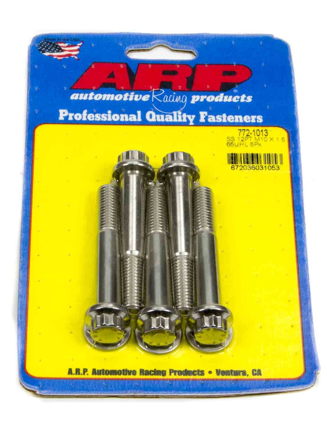 ARP S/S Bolt Kit - 12pt (5) 10mm x 1.5 x 65mm 772-1013