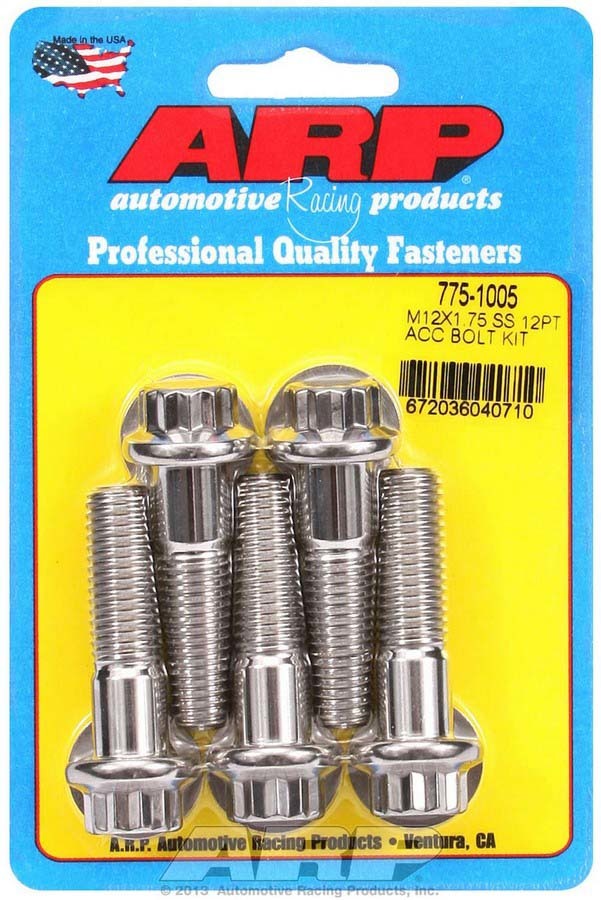 ARP S/S Bolt Kit - 12pt (5) 12mm x 1.75 x 45mm 775-1005