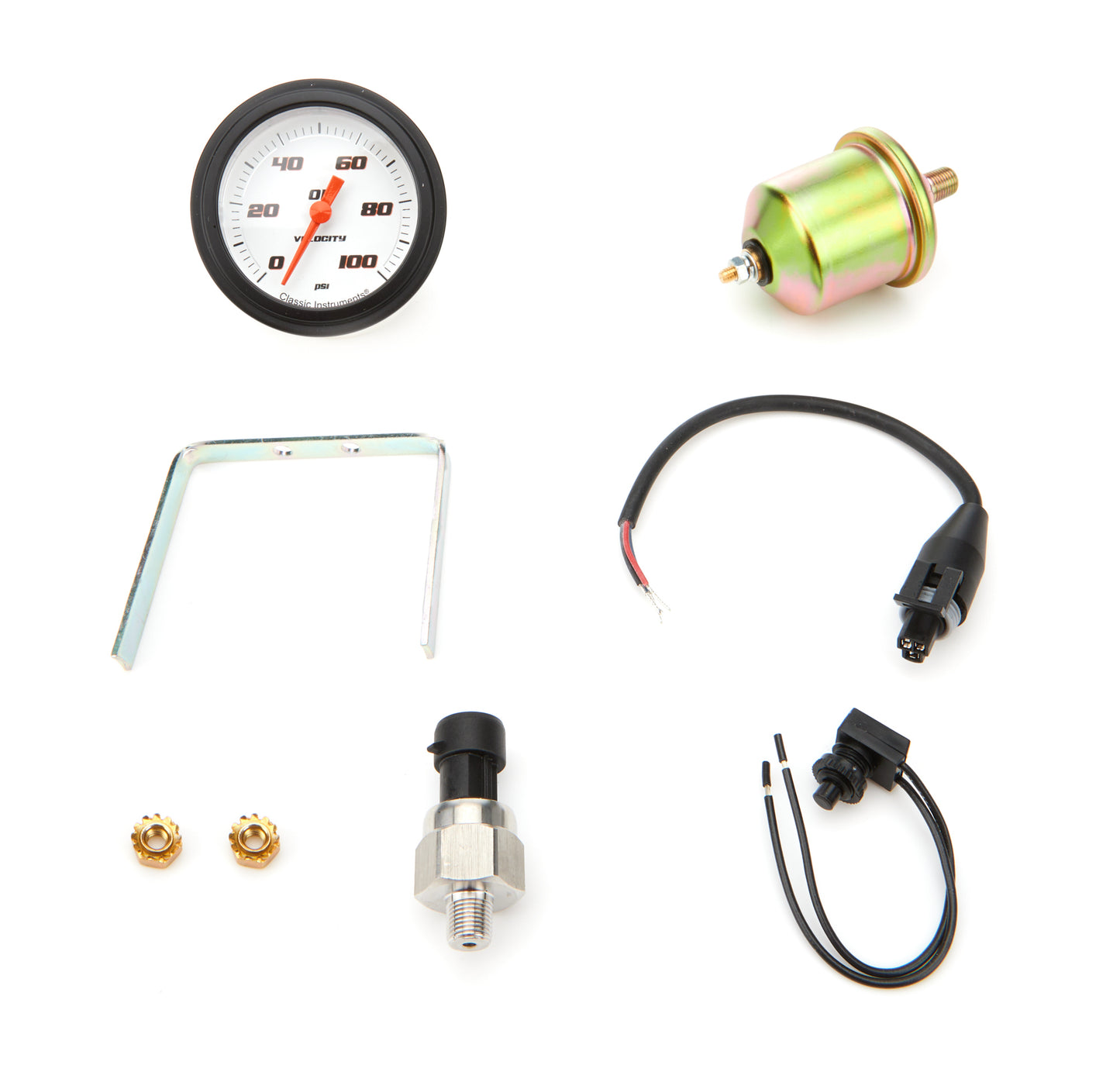 Classic Instruments Velocity White Oil Pressure 2-5/8 Full Sweep VS381WBLF