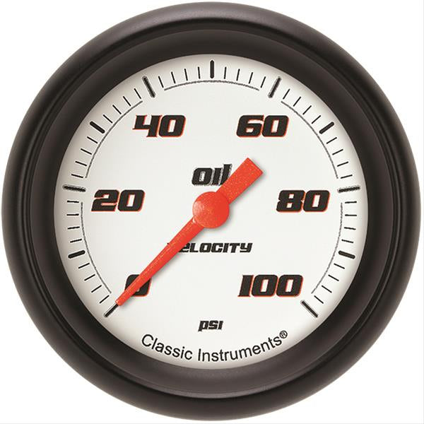 Classic Instruments Velocity White Oil Pressure 2-5/8 Full Sweep VS381WBPF