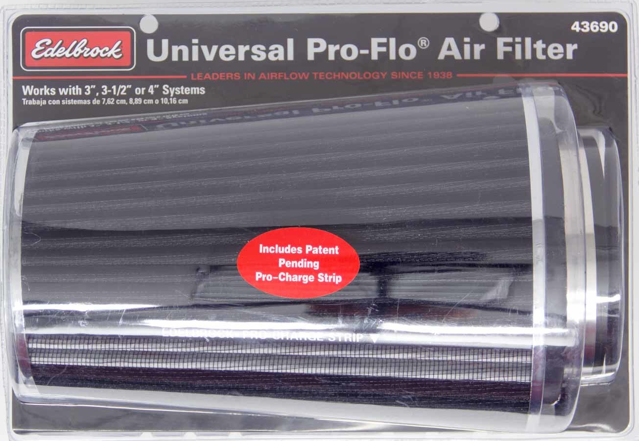Edelbrock Pro-Flo Air Filter Cone 10.5" Tall Black/Chrome