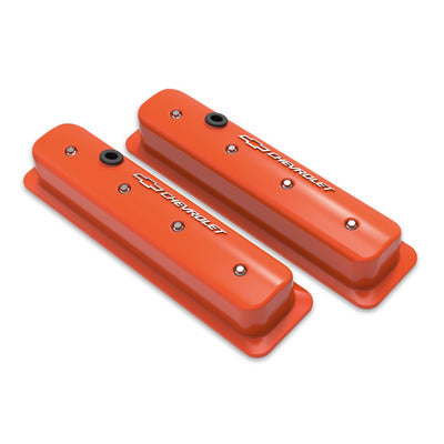 Holley SBC Muscle Car Valve Covers w/Holes Orange