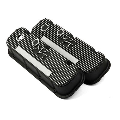 Holley Big Block Chevy M/T Valve Cover Set - Black Krinkle
