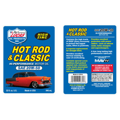 Lucas 20W-50 Hot Rod & Classic Oil