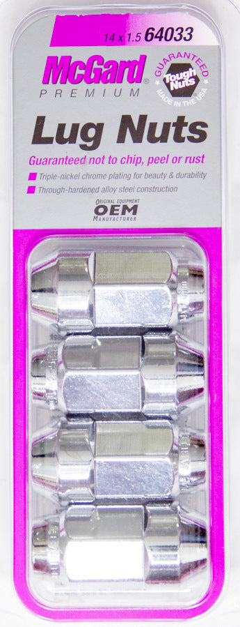 McGard Lug Nuts M14x1.5 Chrome Bulge Seat (4pk) 64033