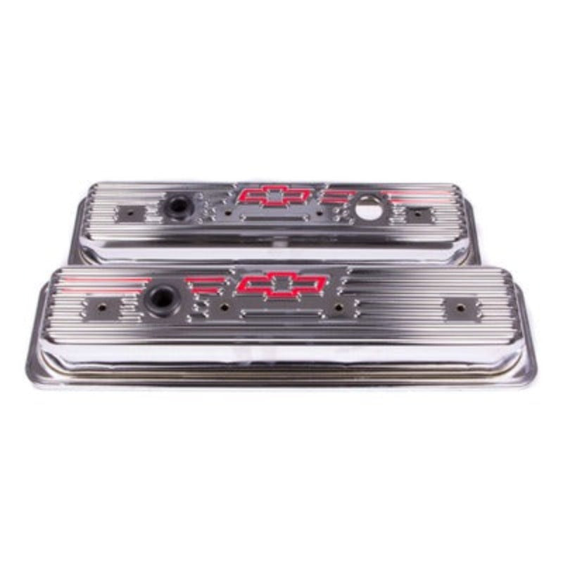 Small Block Chevy (SBC) Chrome Center Bolt Valve Covers - Short w/Baffle