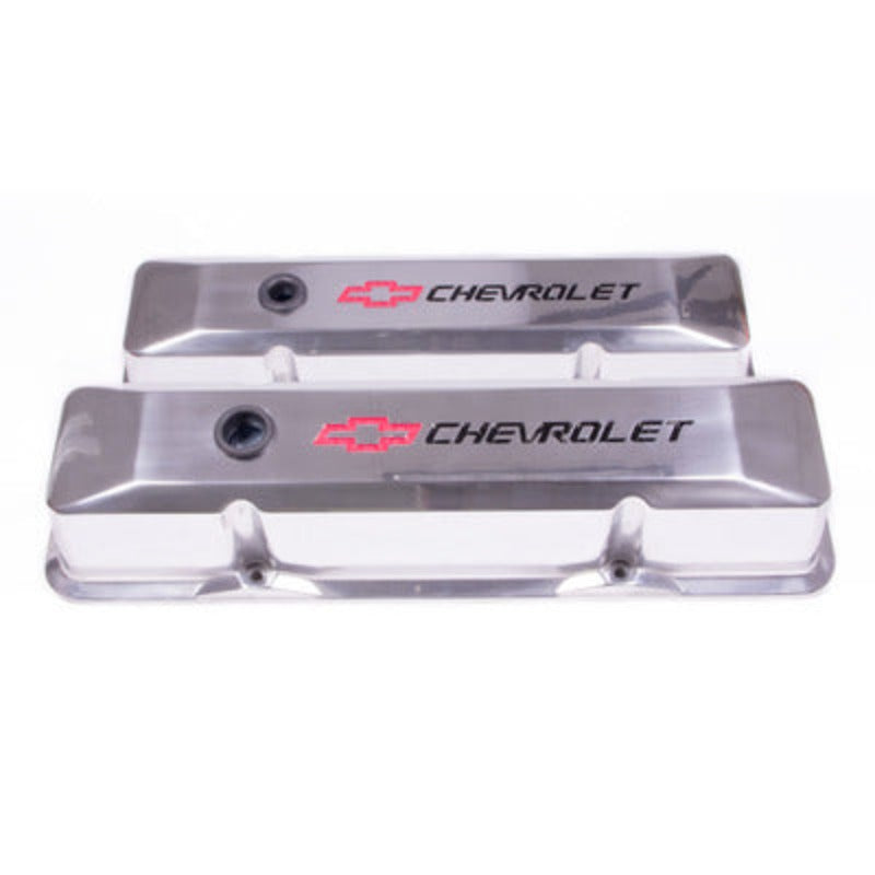 Small Block Chevy (SBC) Polished Die Cast Valve Covers - Tall w/Baffle