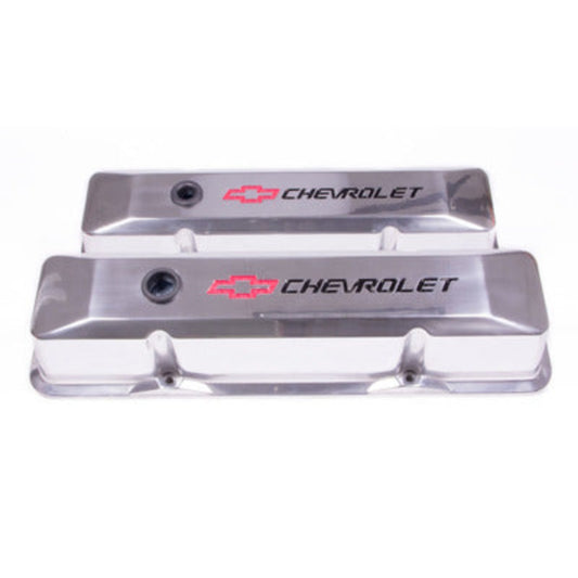 Small Block Chevy (SBC) Polished Die Cast Valve Covers - Tall w/Baffle