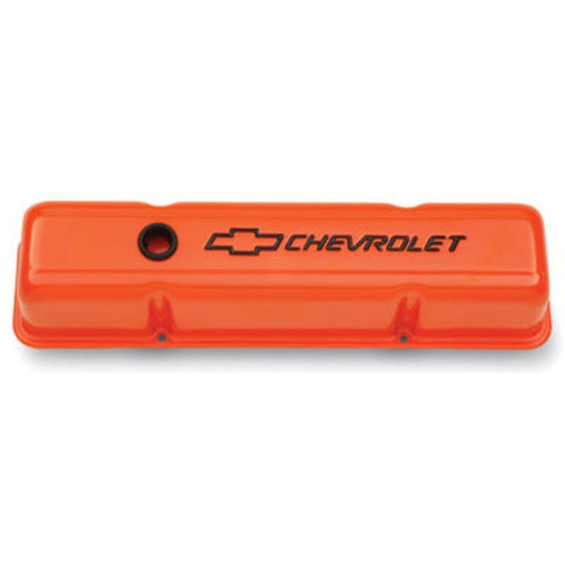 Small Block Chevy (SBC) Valve Covers - Tall w/Baffle - Orange