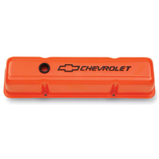 Small Block Chevy (SBC) Valve Covers - Tall w/Baffle - Orange
