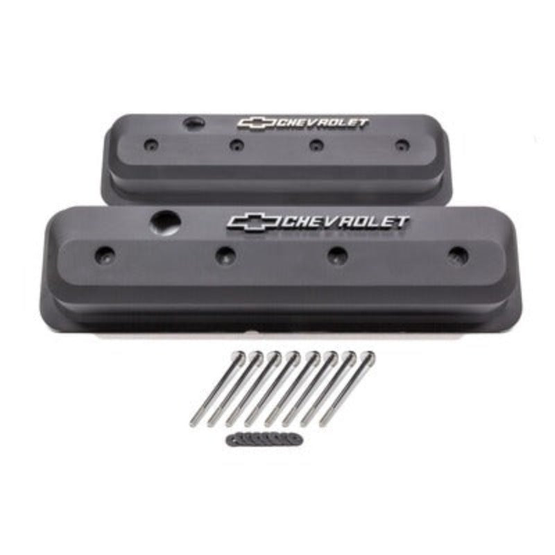 Small Block Chevy (SBC) Valve Covers Slant Edge Black Crinkle