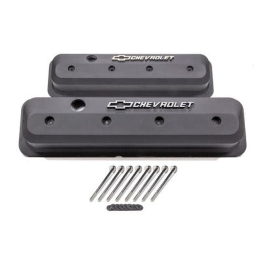 Small Block Chevy (SBC) Valve Covers Slant Edge Black Crinkle