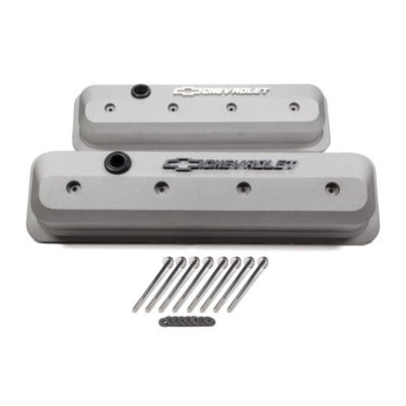 Small Block Chevy (SBC) Valve Covers Slant Edge Gray Crinkle