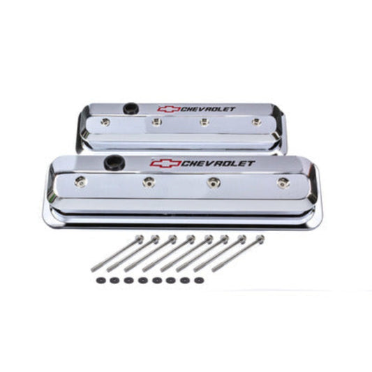 Small Block Chevy (SBC) Valve Covers Slant Edge Chrome