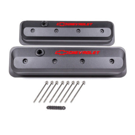 Small Block Chevy (SBC) Valve Covers Slant Edge Black Crinkle