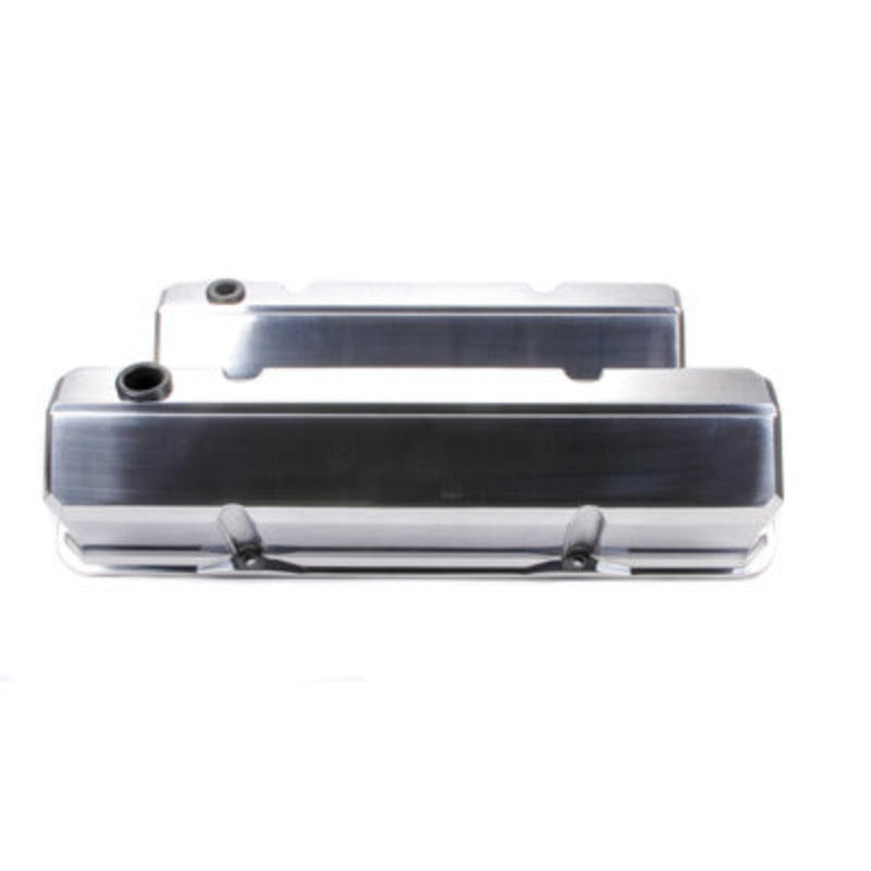 Small Block Chevy (SBC) Slant Edge Polished Valve Covers Tall No Logo