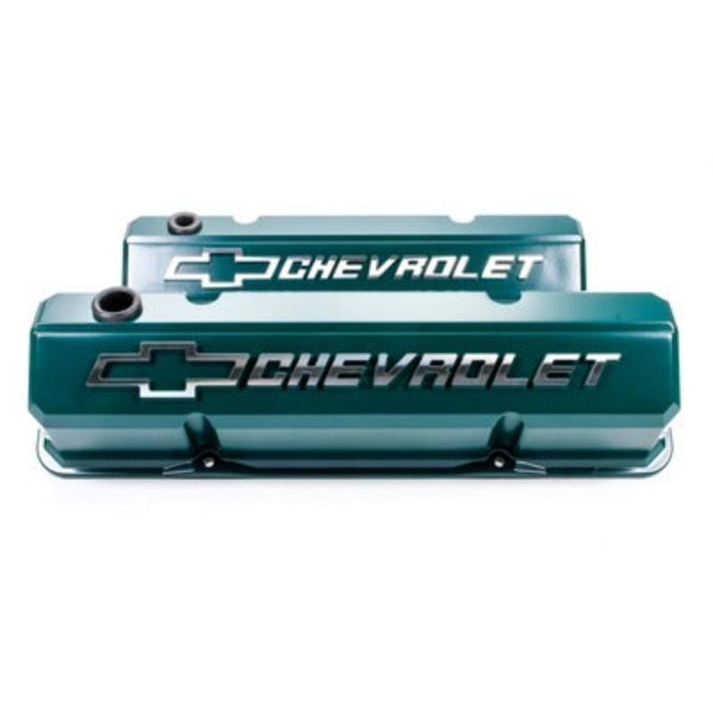 Small Block Chevy (SBC) Slant Edge Valve Covers - Die Cast - Green