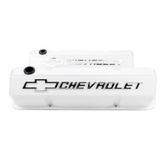 Small Block Chevy (SBC) Slant Edge Valve Covers - Die Cast - White