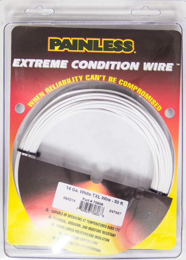Painless Performance 14 Gauge White TXL Wire 50' 70806
