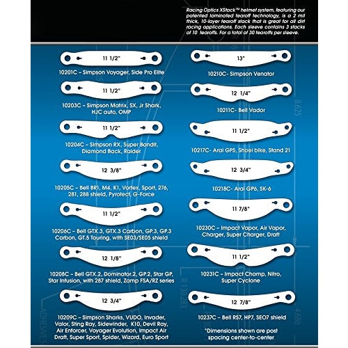 Racing Optics Tear-Offs Flyer