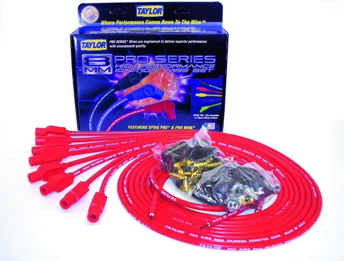 Taylor Cable Spark Plug Wire Set 8mm Red Pro Wire 180 Degree 70255