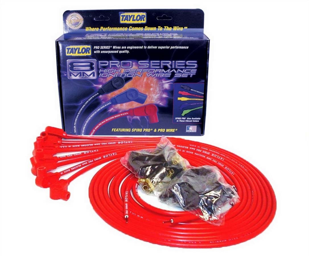 Taylor Cable Spark Plug Wire Set 8mm Red Spiro-Pro Wires 73251
