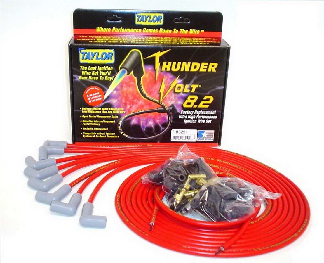 Taylor Cable Univ Thundervolt Plug Wire Ste 90 Degree Red 83251