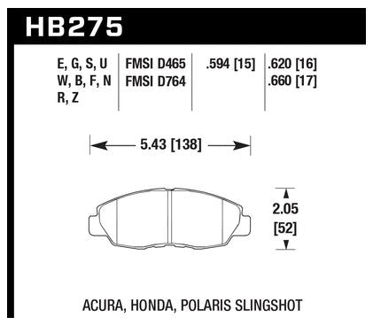 Hawk Brake Pads HB275F620 Performance Street Front Acura/Honda