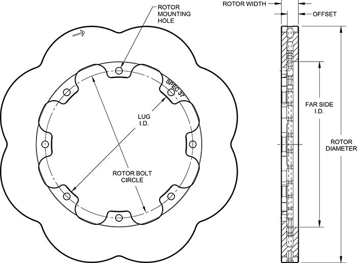 HD 36 Curved Vane Scalloped Rotor Diagram 160-16870