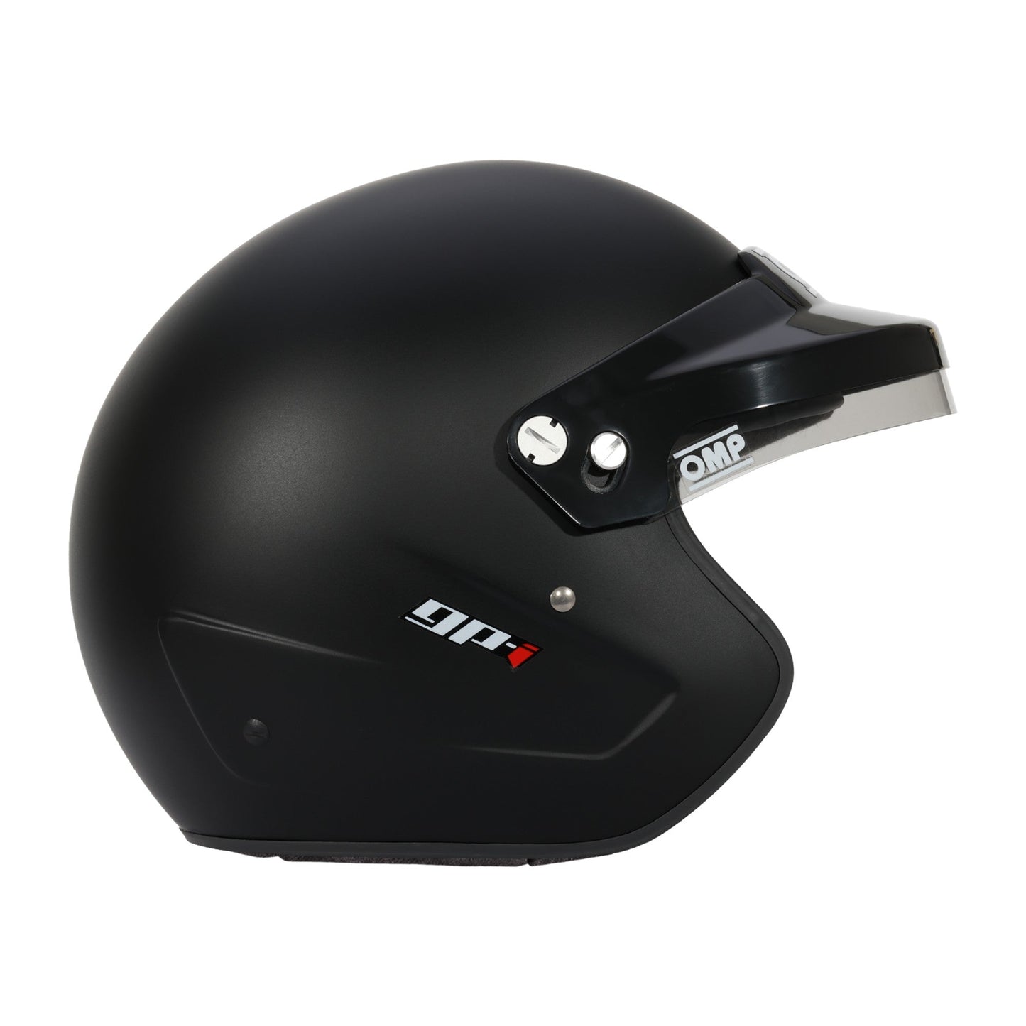 OMP GP-I Open Face Helmet SA2025 (Flat Black, Right Side)