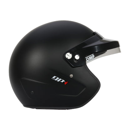 OMP GP-I Open Face Helmet SA2025 (Flat Black, Right Side)