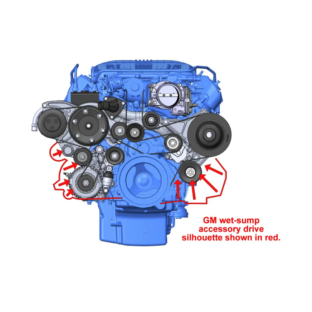 Holley Premium Mid-Mount Complete Accessory System 20-220BK Wet Sump Accessory Drive Illustration