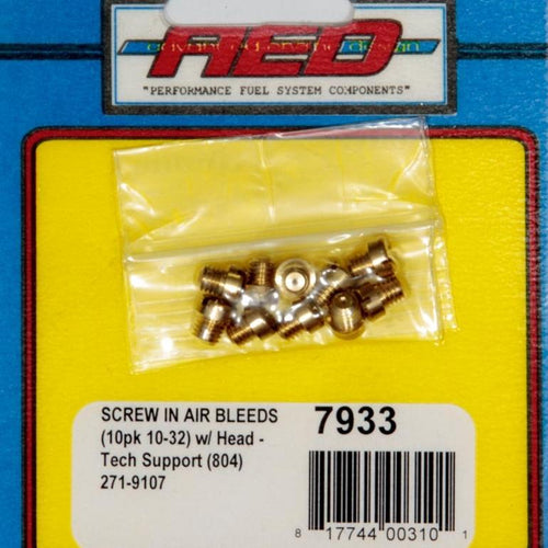 AED Performance 10-32 Screw-In Air Bleed w/Head (10pk) 7933