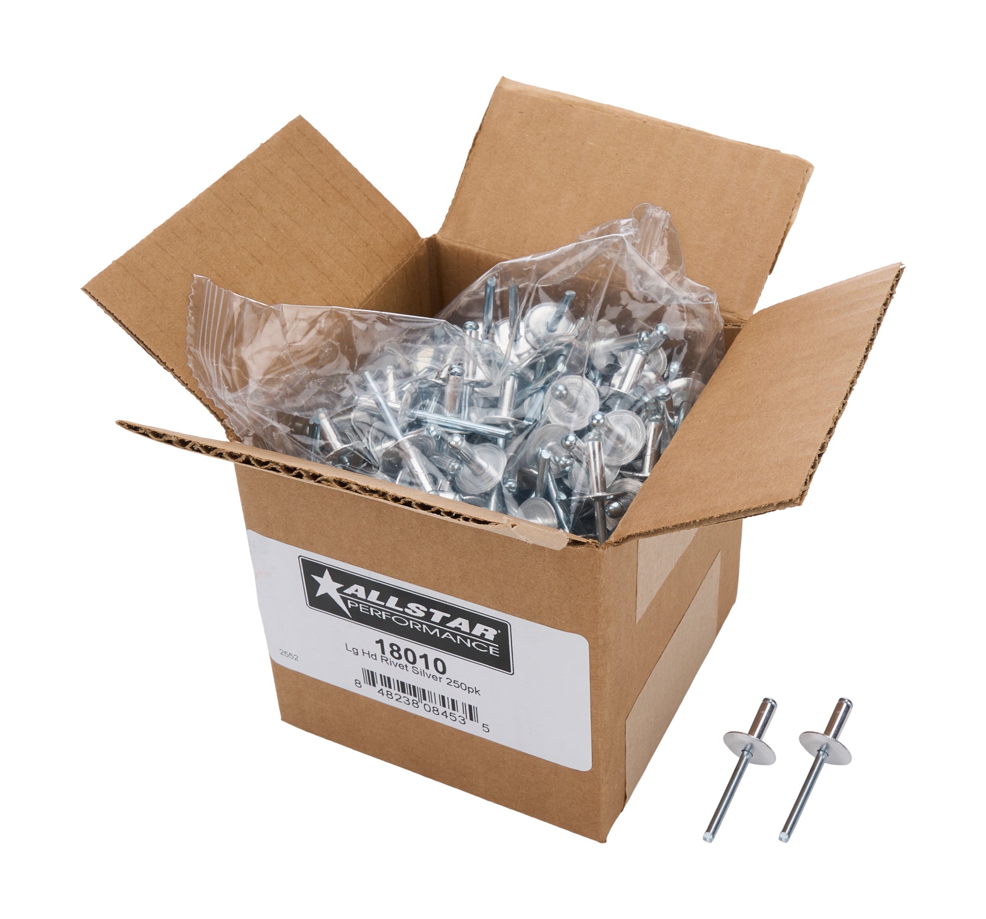 Box of Allstar Large Head Rivet Silver 250pk ALL18010