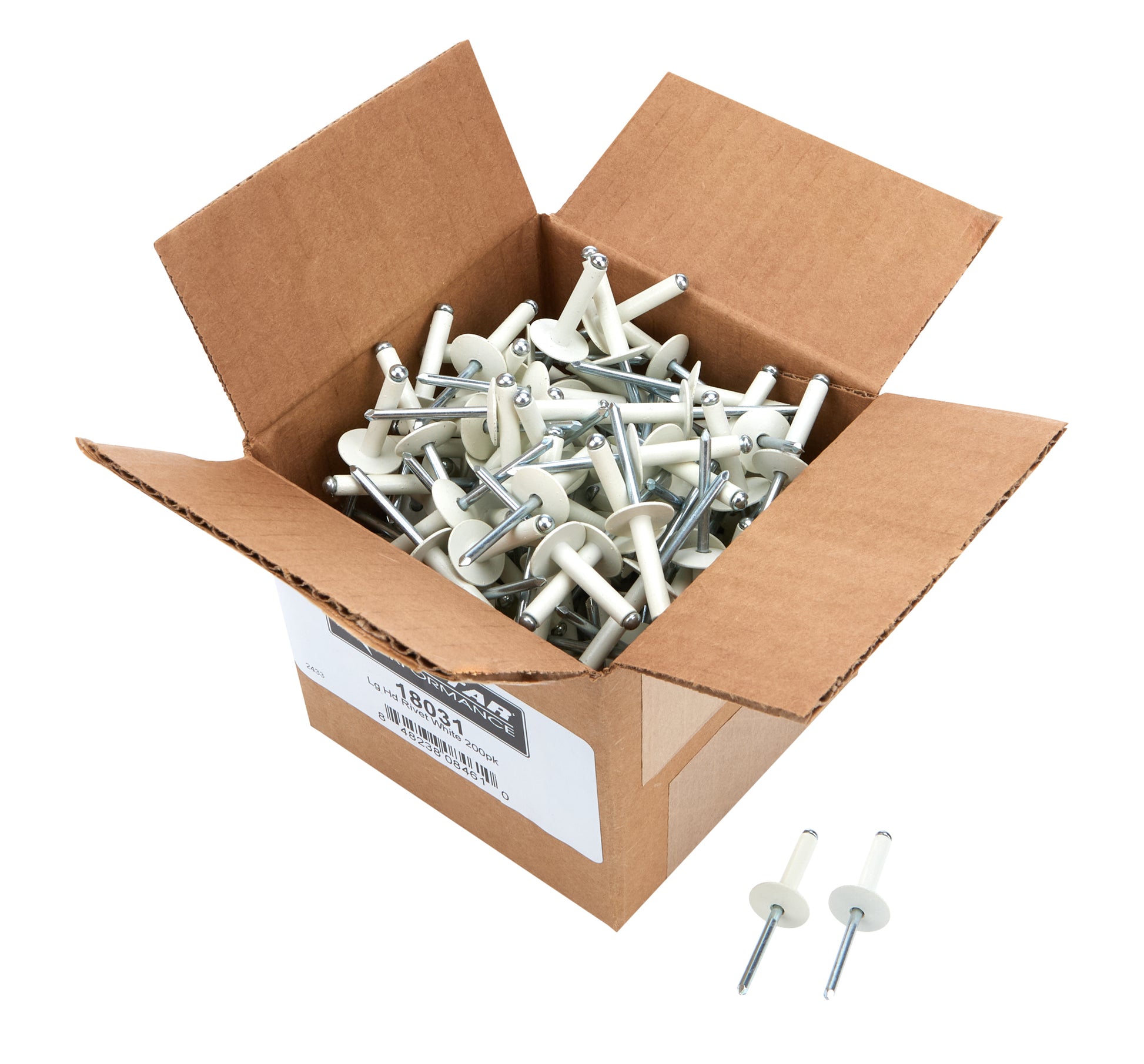 Box of Allstar Large Head Rivets White 250pk
