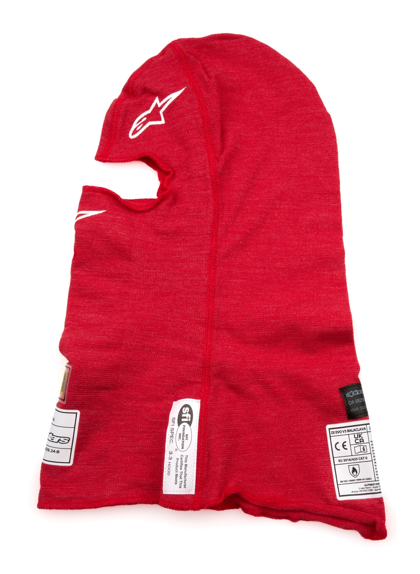 Alpinestars ZX Evo V3 Balaclava FIA/SFI (Red) - Left Side View