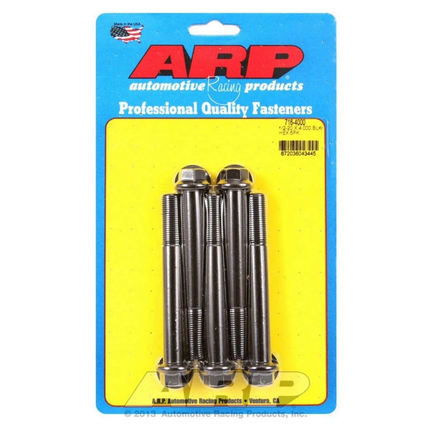 ARP 716-4000 1/2-20 x 4" Hex Black Oxide Bolt Kit (5-Pack)