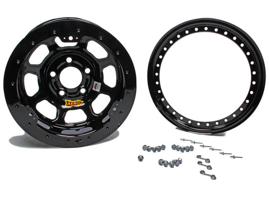 Aero Race Wheels 15x8 4" 5.00 Black w/ Black Ring
