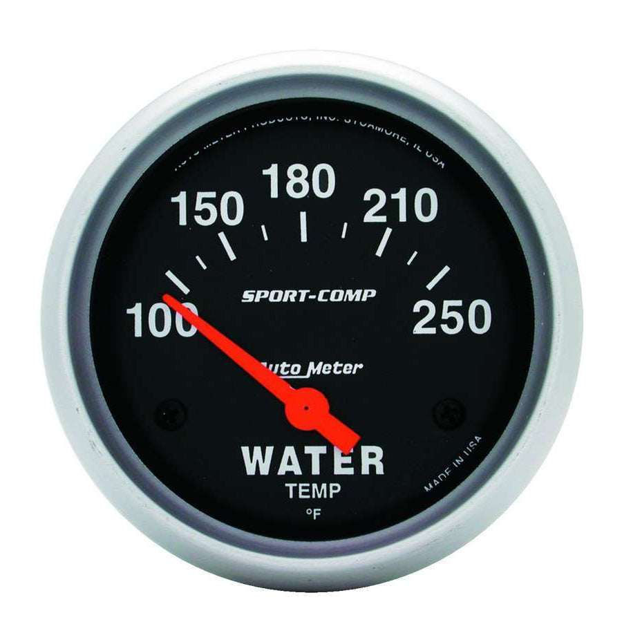 AutoMeter Sport-Comp Gauge, Water Temp., 100-250°F/Electrical, Part # 3531