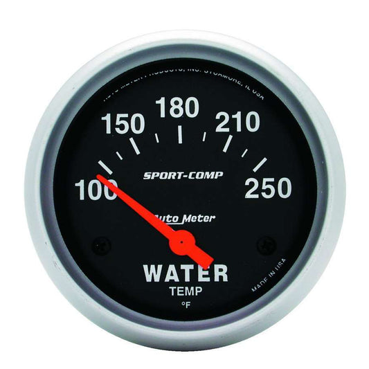 AutoMeter Sport-Comp Gauge, Water Temp., 100-250°F/Electrical, Part # 3531