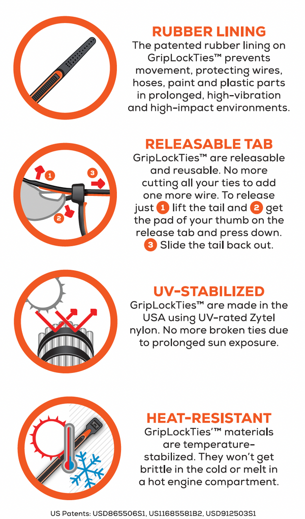 Grip Lock Zip Ties 8" Releasable (48pk)