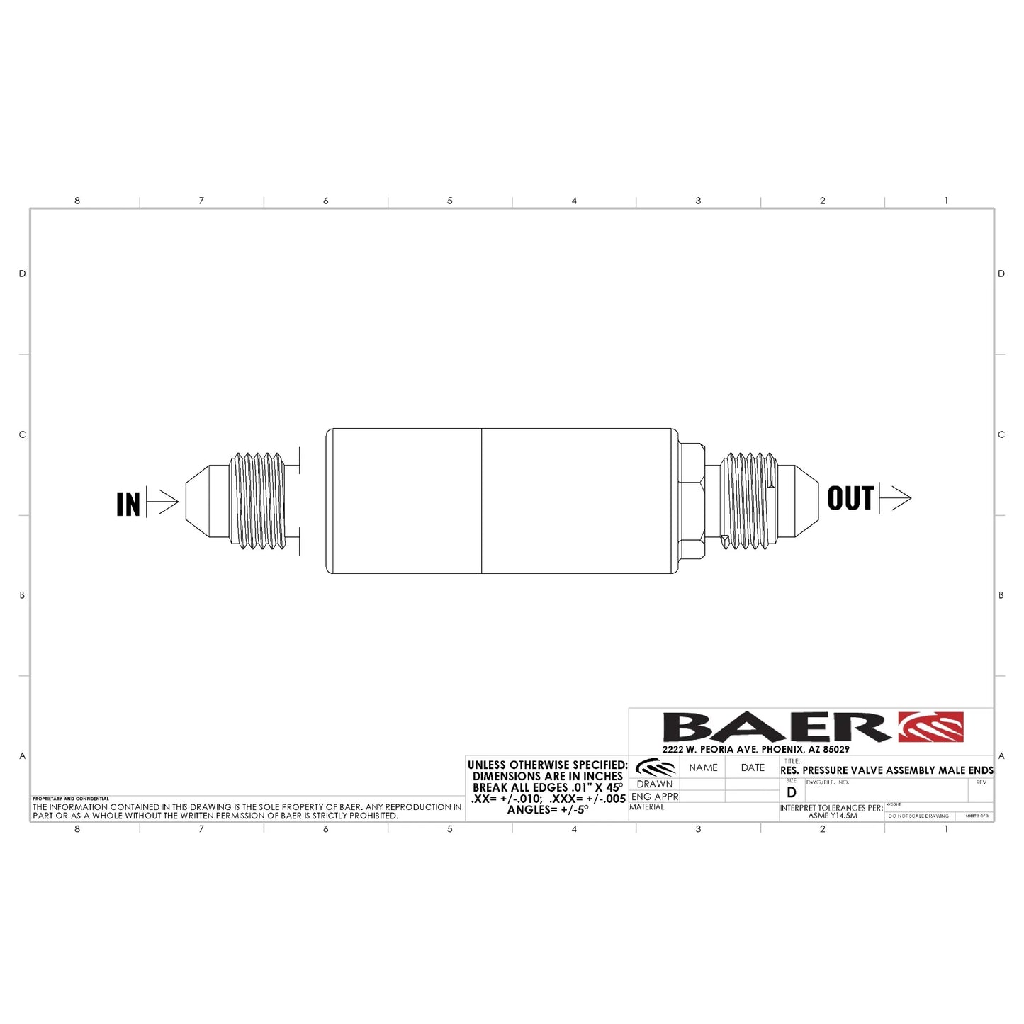 Baer Brakes 6805147 2lb Residual Pressure Valve -3AN Male (Diagram)