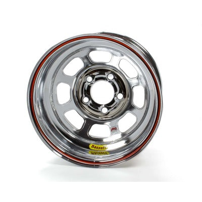 Bassett Wheel 15" x 8" IMCA Rev. Bell D-Hole Chrome